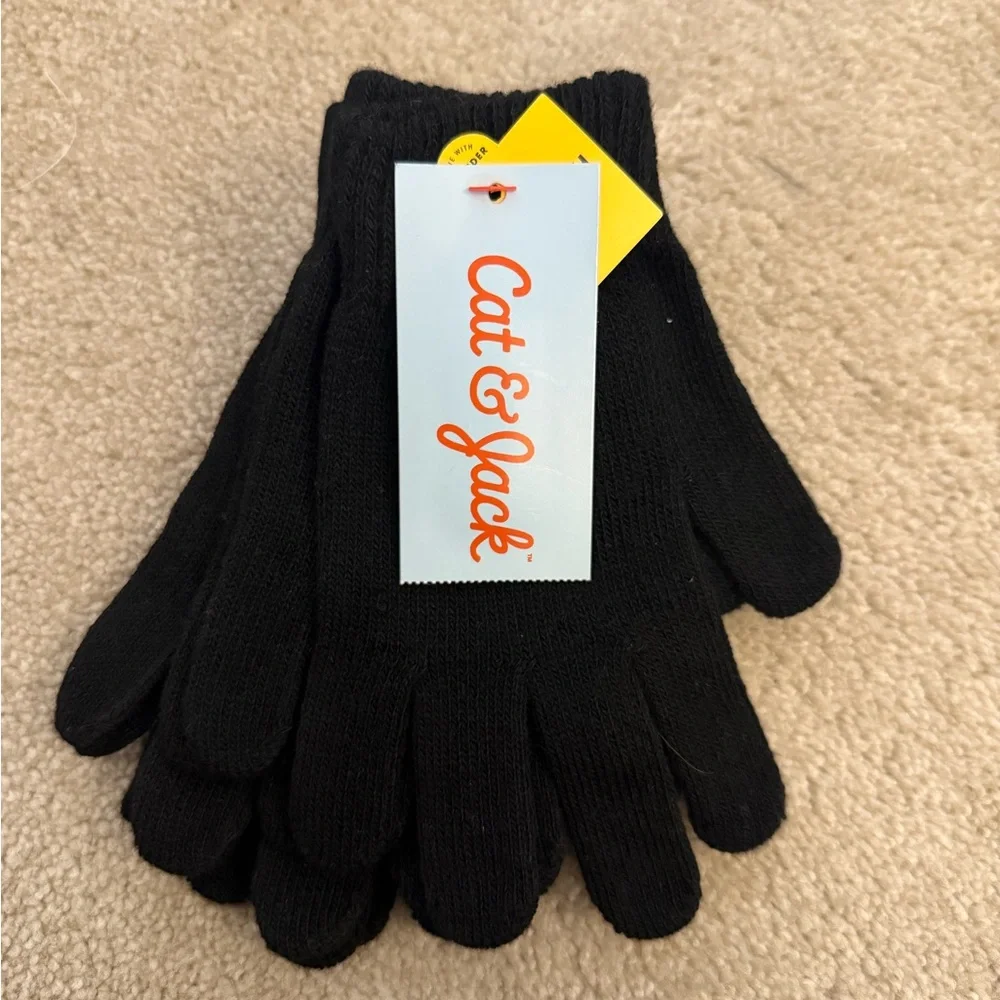 Cat & Jack NWT 3pk Kids Black Gloves